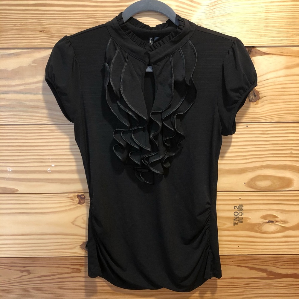 HeartSoul Black Ruffle Blouse